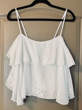 J.Crew White Embroidered Tiered Cami Tank Top XL Boho Cotton NWOT